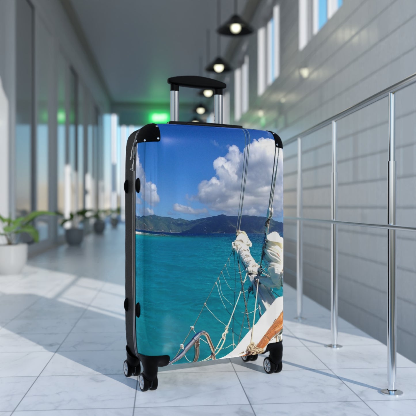 Tropical Sailboat Suitcase - Small, Medium and Large Sizes