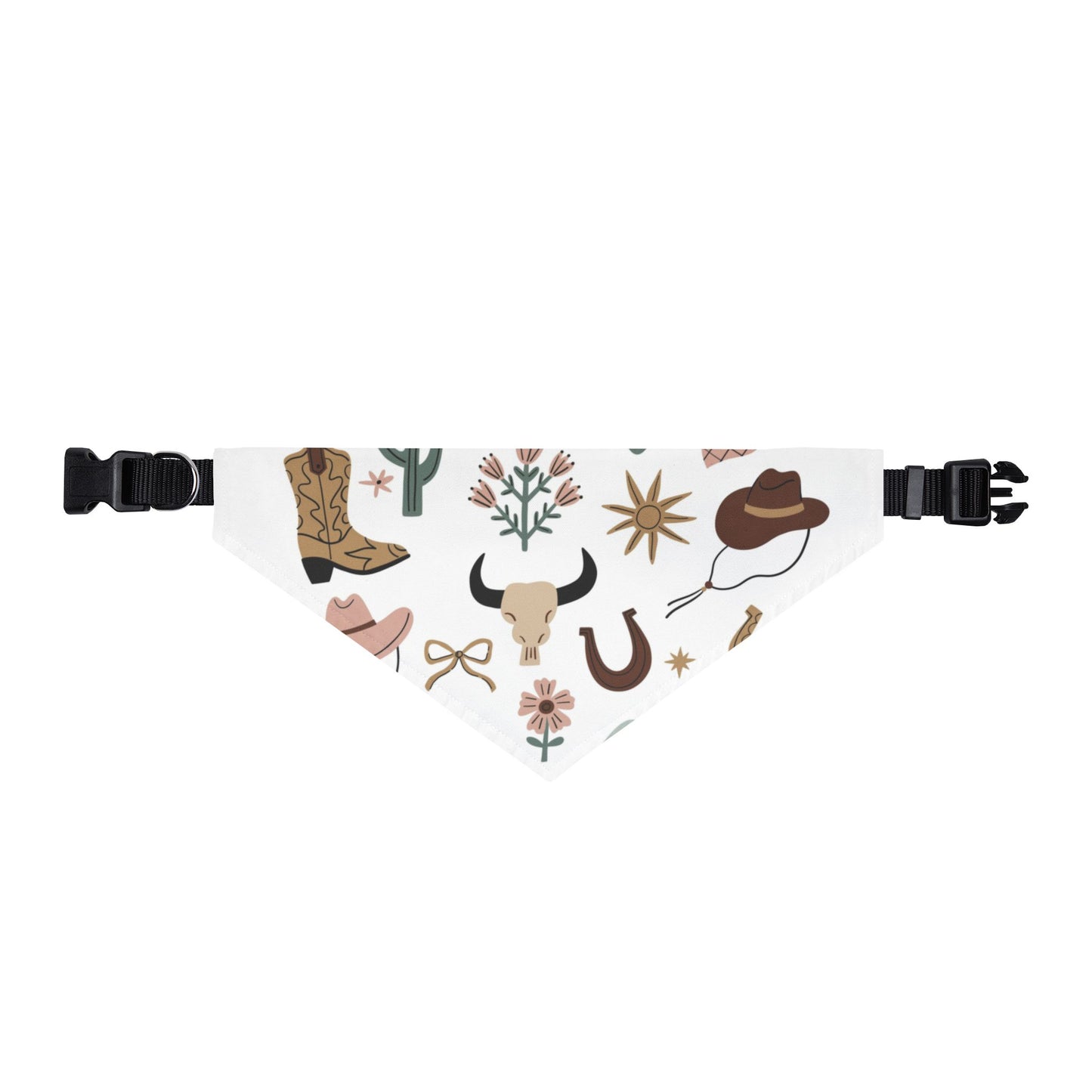 WildWestArt.co Clip-On Dog Bandana – Cowboy Boots Hat & Horseshoe Western Pattern