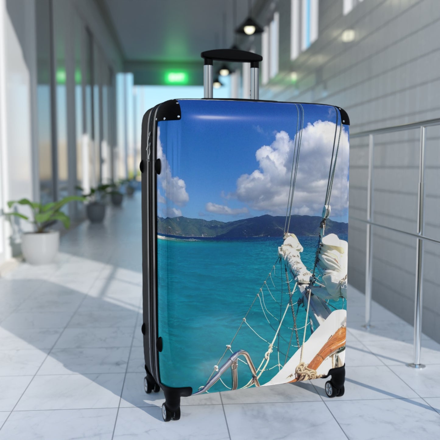 Tropical Sailboat Suitcase - Small, Medium and Large Sizes