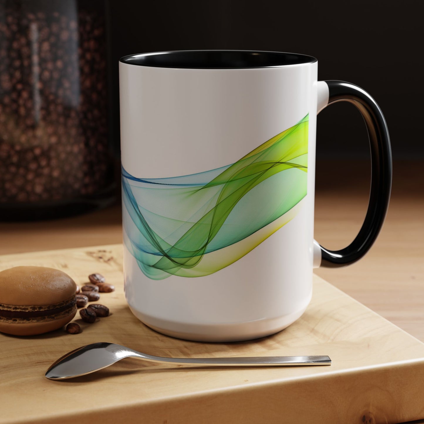 WildWestArt.co Coffee Mug – Abstract Wave Go with the Flow Art Design, 11 & 15 oz