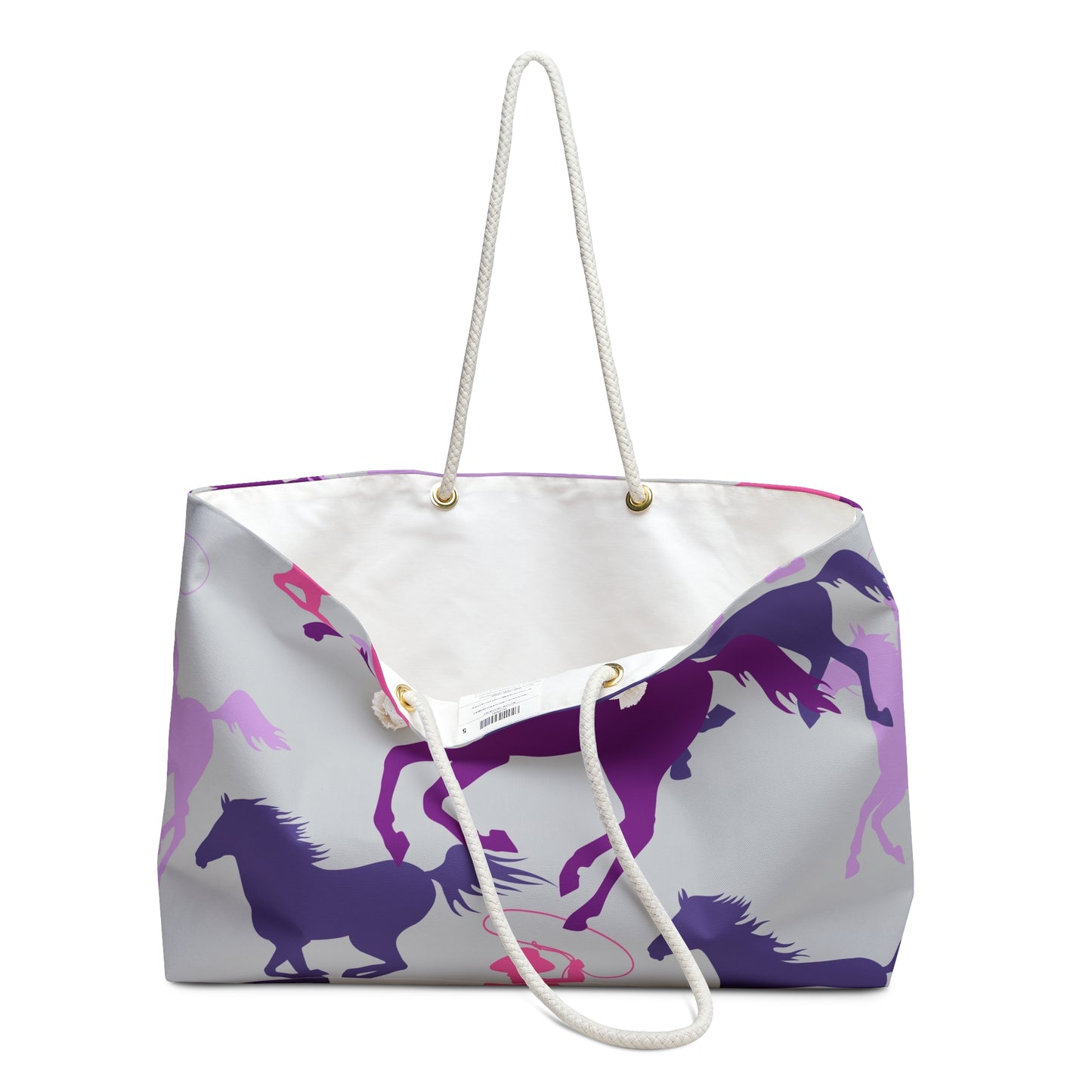 WildWestArt.co Weekender Bag – Purple & Pink Running Horses Large Travel Tote